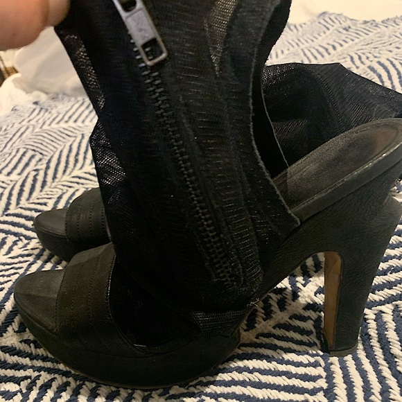 LD Tuttle Womens 7 Vero Cuoio Mesh Zip up Peep Toe Heels - Picture 6 of 11